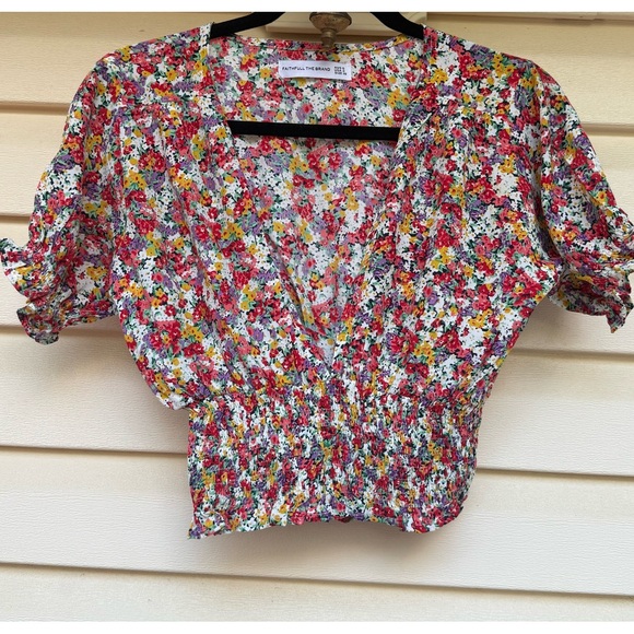 Faithful the Brand Floral Print Blouse with Smocked Details, - Picture 1 of 8